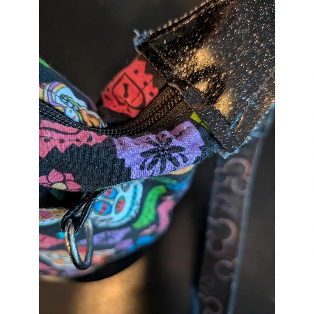 Disney Dia de los Muertos Sugar Skull Mickey Minnie Satchel Bag‎ Crossbody Black